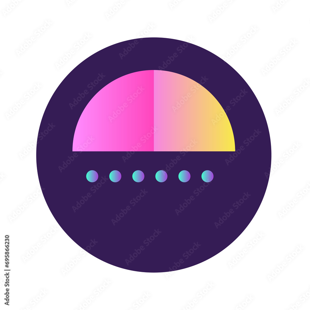 Poster round circle shape button gradient colored texture nostalgic 90's style neon futuristic element icon