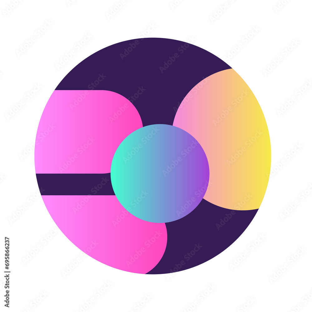 Poster round circle shape button gradient colored texture nostalgic 90's style neon futuristic element icon