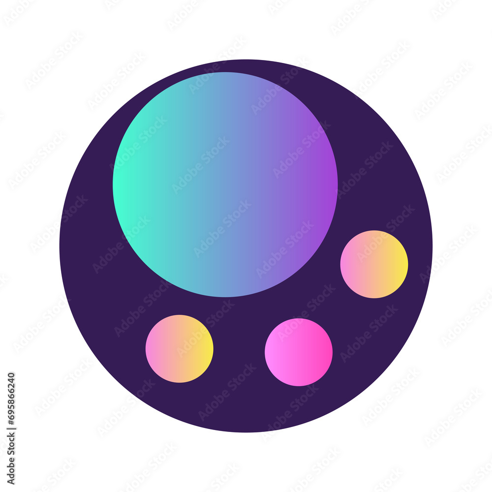 Poster round circle shape button gradient colored texture nostalgic 90's style neon futuristic element icon