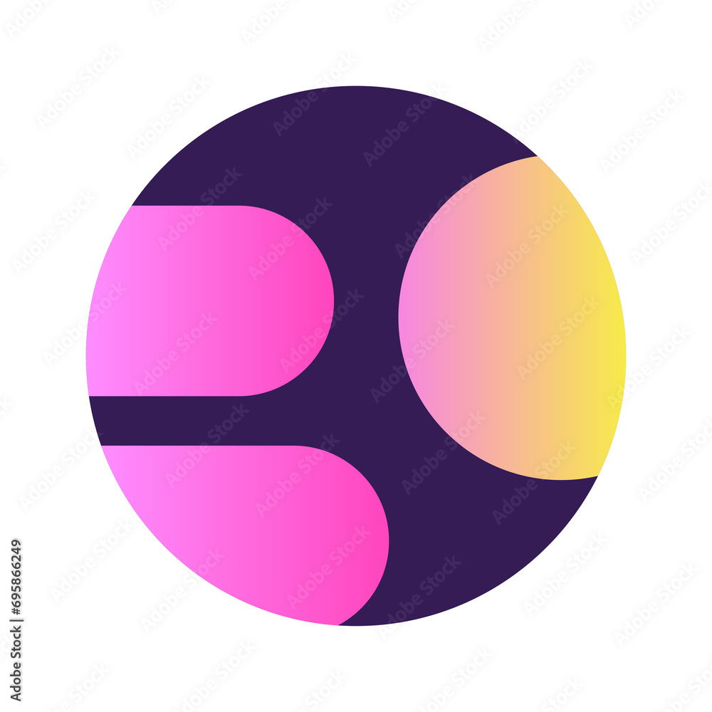 Poster round circle shape button gradient colored texture nostalgic 90's style neon futuristic element icon