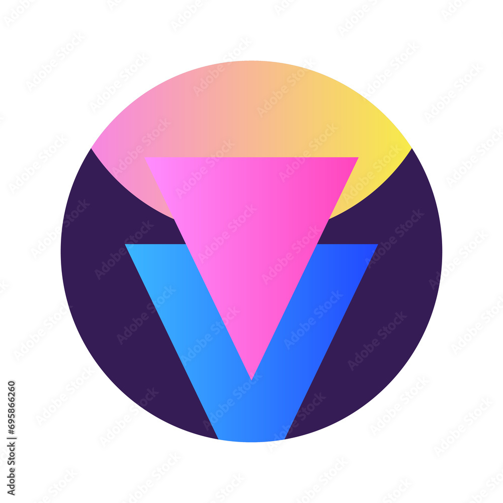 Poster round circle shape button gradient colored texture nostalgic 90's style neon futuristic element icon
