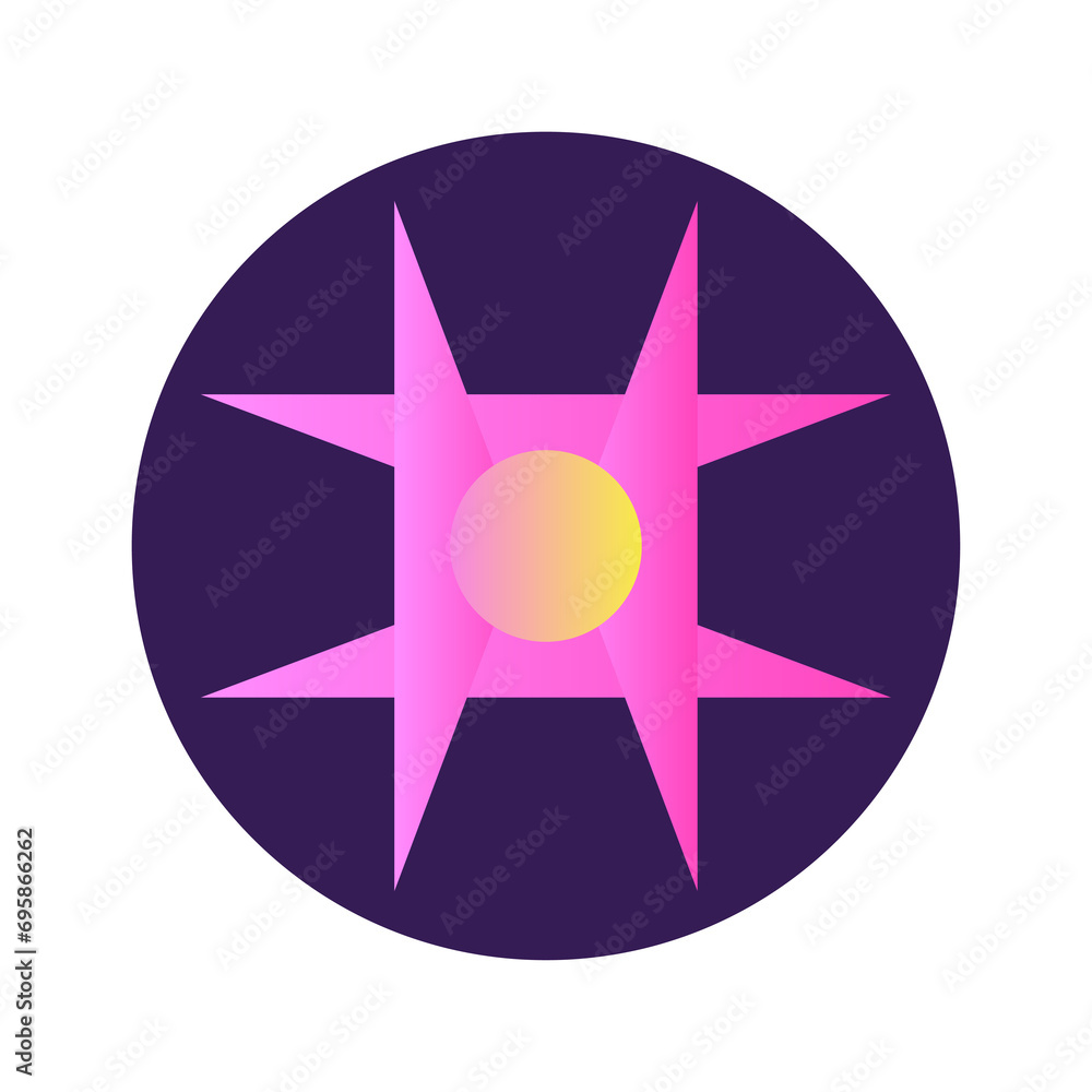Poster round circle shape button gradient colored texture nostalgic 90's style neon futuristic element icon