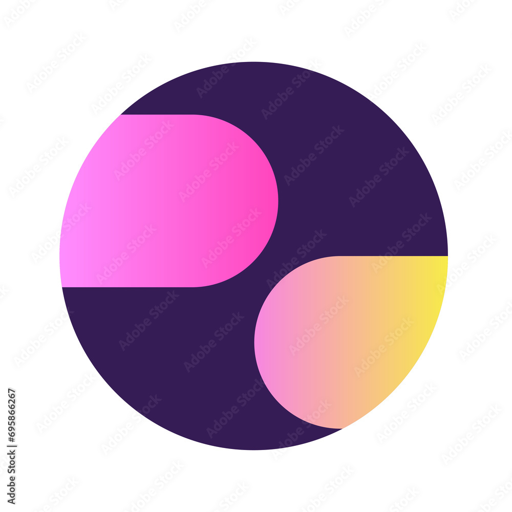 Poster round circle shape button gradient colored texture nostalgic 90's style neon futuristic element icon
