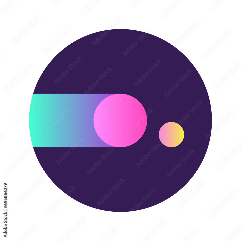 Poster round circle shape button gradient colored texture nostalgic 90's style neon futuristic element icon