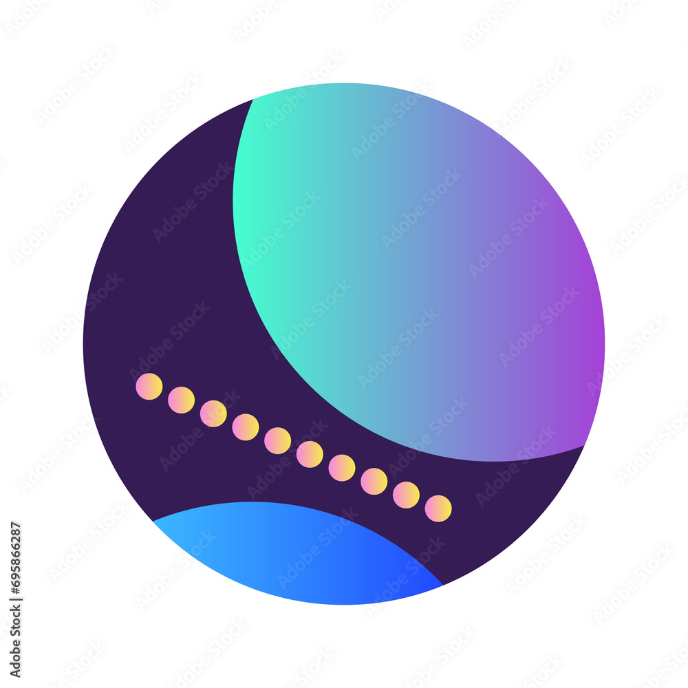 Poster round circle shape button gradient colored texture nostalgic 90's style neon futuristic element icon