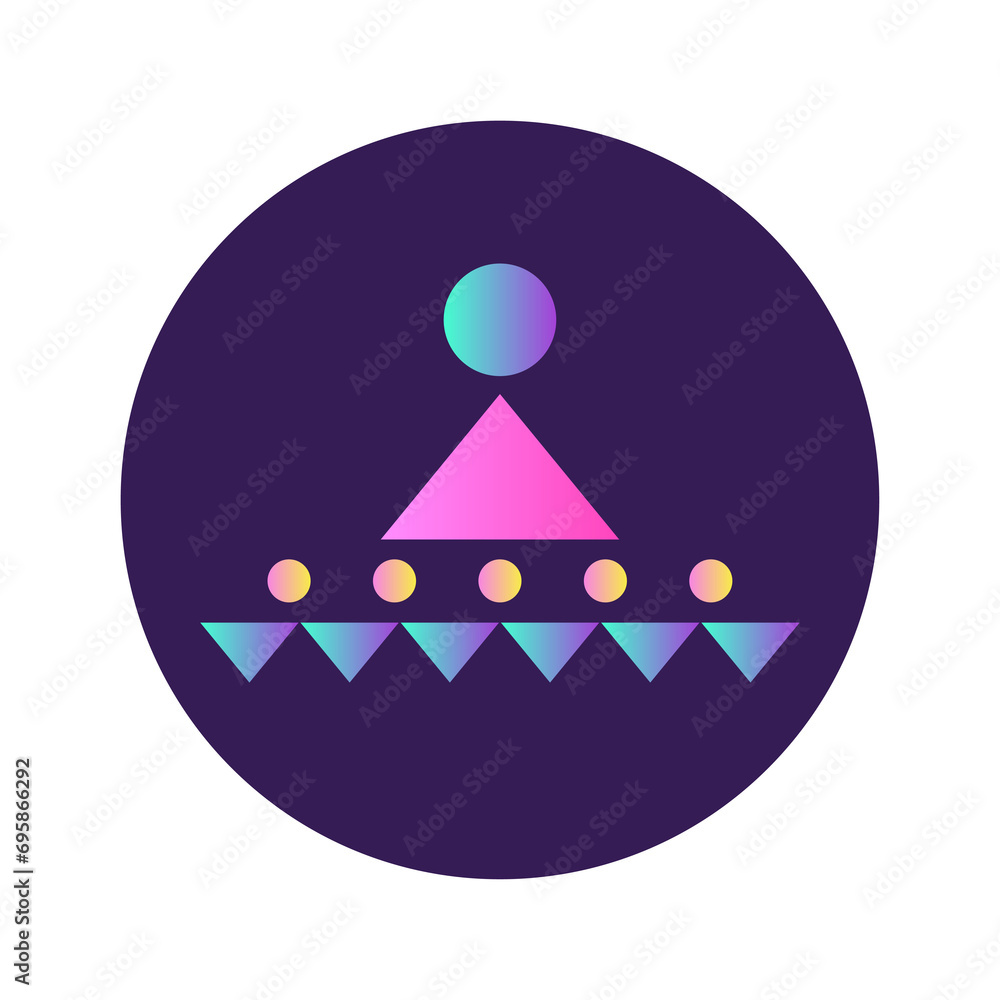 Poster round circle shape button gradient colored texture nostalgic 90's style neon futuristic element icon