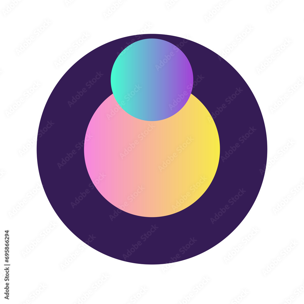 Poster round circle shape button gradient colored texture nostalgic 90's style neon futuristic element icon