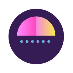 Round Circle Shape Button Gradient Colored Texture Nostalgic 90's Style Neon Futuristic Element...