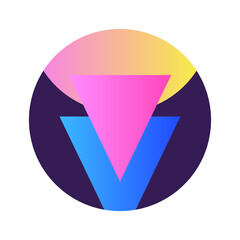 Round Circle Shape Button Gradient Colored Texture Nostalgic 90's Style Neon Futuristic Element...