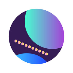 Round Circle Shape Button Gradient Colored Texture Nostalgic 90's Style Neon Futuristic Element...