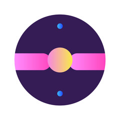 Round Circle Shape Button Gradient Colored Texture Nostalgic 90's Style Neon Futuristic Element...