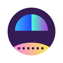 Round Circle Shape Button Gradient Colored Texture Nostalgic 90's Style Neon Futuristic Element Icon 