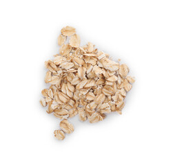 Pile of oatmeal isolated on white, top view