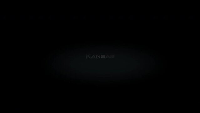 Kansas 3D title metal text on black alpha channel background