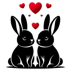 Fototapeta premium Love Couple Rabbit PNG, Love heart png files, Valentine's day clipart, love clipart, heart clipart