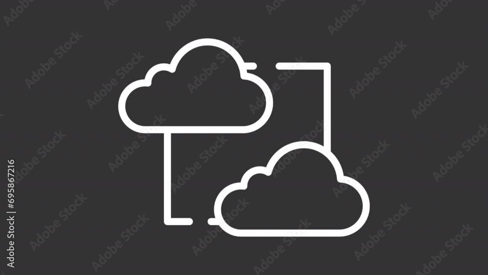 Poster 2d white simple thin line animation of cloud data transfer icon, hd video with transparent backgroun