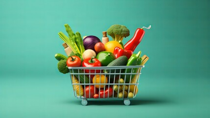 Fresh food delight: online grocery shopping basket for home delivery