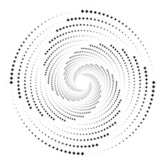 Halftone dots circle. Fibonacci Sequence - design element