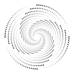 Halftone dots circle. Fibonacci Sequence - design element