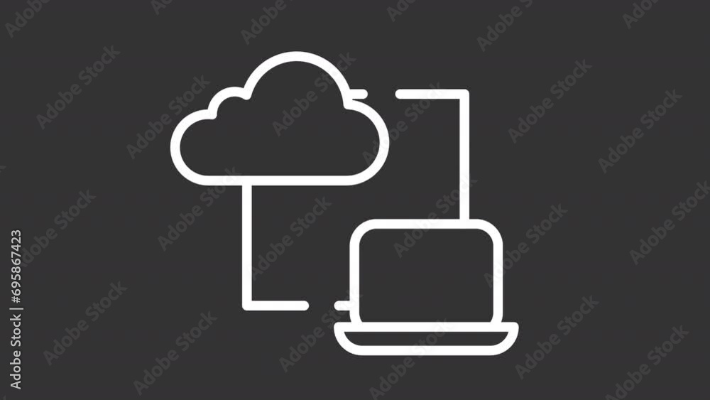 Poster 2d white simple thin line animation of computer data transfer icon, hd video with transparent backgr