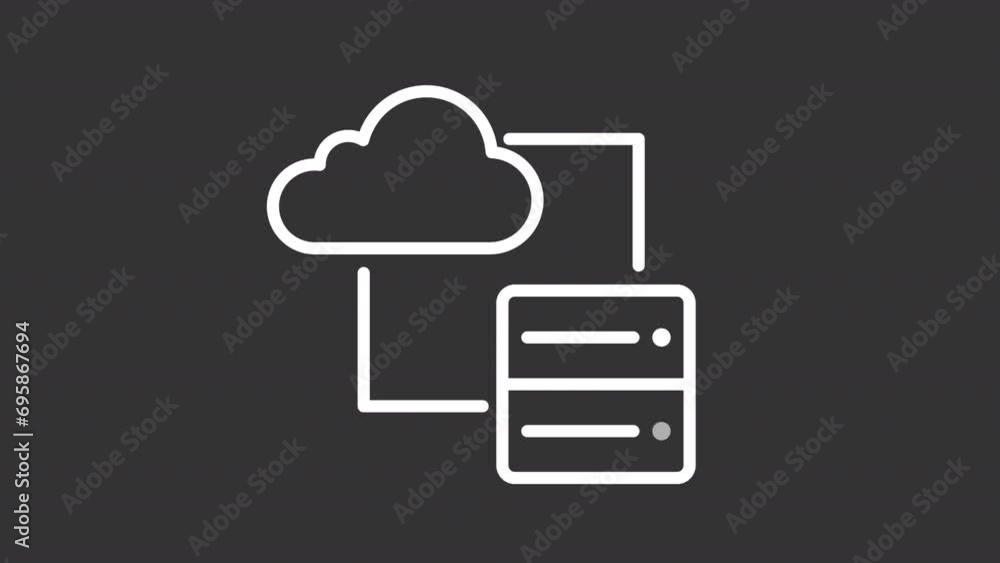 Poster 2d white simple thin line animation of server data transfer icon, hd video with transparent backgrou