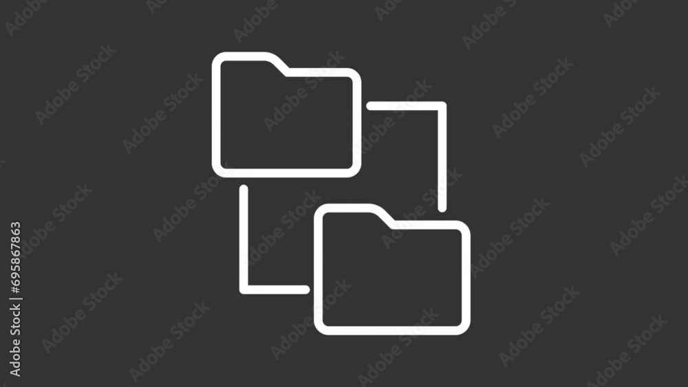 Poster 2d white simple thin line animation of file transfer icon, hd video with transparent background, sea