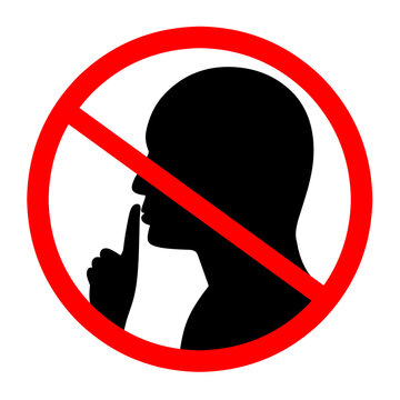 recommend clip art: Please be calm and calm icon with prohibition circle. Shhh gesture icon with black face and hands. Finger covering mouth on white background. Vector silhouette.