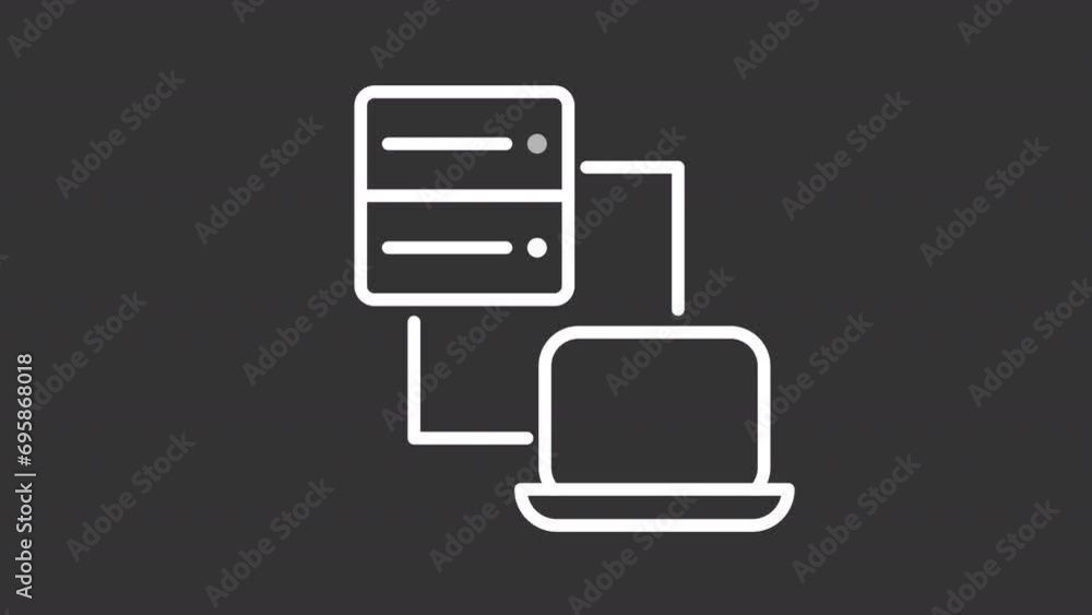 Poster 2d white simple thin line animation of data server transfer icon, hd video with transparent backgrou