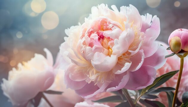 blossoming delicate peony pastel and soft background