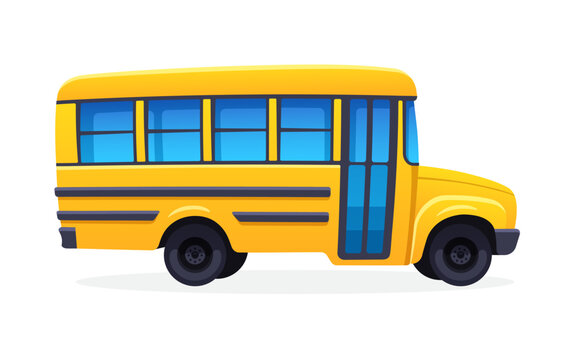 Yellow school bus. Transport for transporting schoolchildren to school. Vector illustration. Design element Isolated on white background