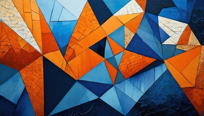 an abstract background featuring an orange and blue background in the style of mosaic like forms generative ai ai generated