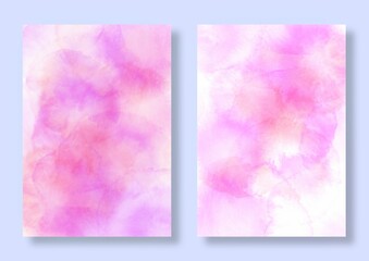 Watercolor background template collection. Abstract delicate watercolor in pink purple colors. Hand drawn illustration . Watercolour brush strokes. Flower backdrop. Art background for cards, flyer
