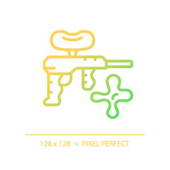 2D pixel perfect gradient paintball icon, isolated vector, thin line illustration representing weapons.