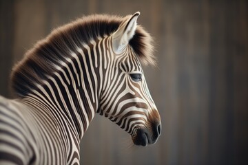 zebra in profile with full mane