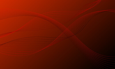 red smooth lines wave curves with gradient abstract background