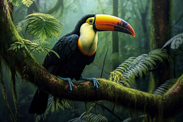 Colorful tucan bird in the wild