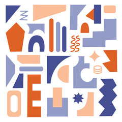 Set of Brutal abstract geometric shapes. Direction in architecture. Retro elements. Minimalist design. Flat illustration