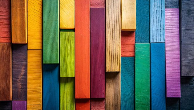 colorful background of wooden blocks a spectrum of multi colored wooden blocks aligned background or cover for something creative or diverse