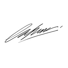 Abstract signature idea starting letter L. Vector with black writing and transparent background.