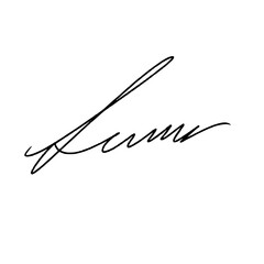Abstract signature idea starting letter L. Vector with black writing and transparent background.