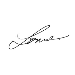 Abstract signature idea starting letter L. Vector with black writing and transparent background.