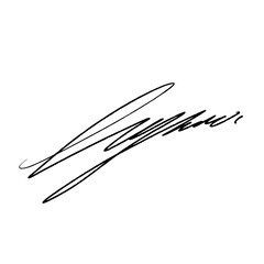 Abstract signature idea starting letter L. Vector with black writing and transparent background.