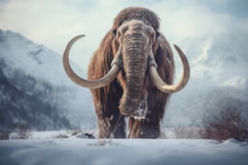 woolly mammoth, representing the extinct wildlife of the Pleistocene era.