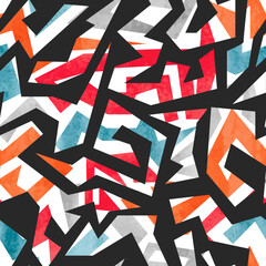 Graffiti seamless pattern. Vector colorful geometric abstract background. Wall art illustration