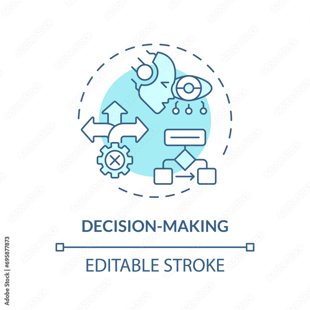 Poster 2d editable blue decision making icon, monochromatic isolated vector, thin line illustration represe