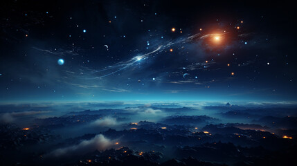 Night sky showcasing expanse of Milky Way galaxy, AI Generated