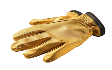 Hand Glove Gold Protective Men and Woman Rubber and Leather on a White or Clear Surface PNG Transparent Background