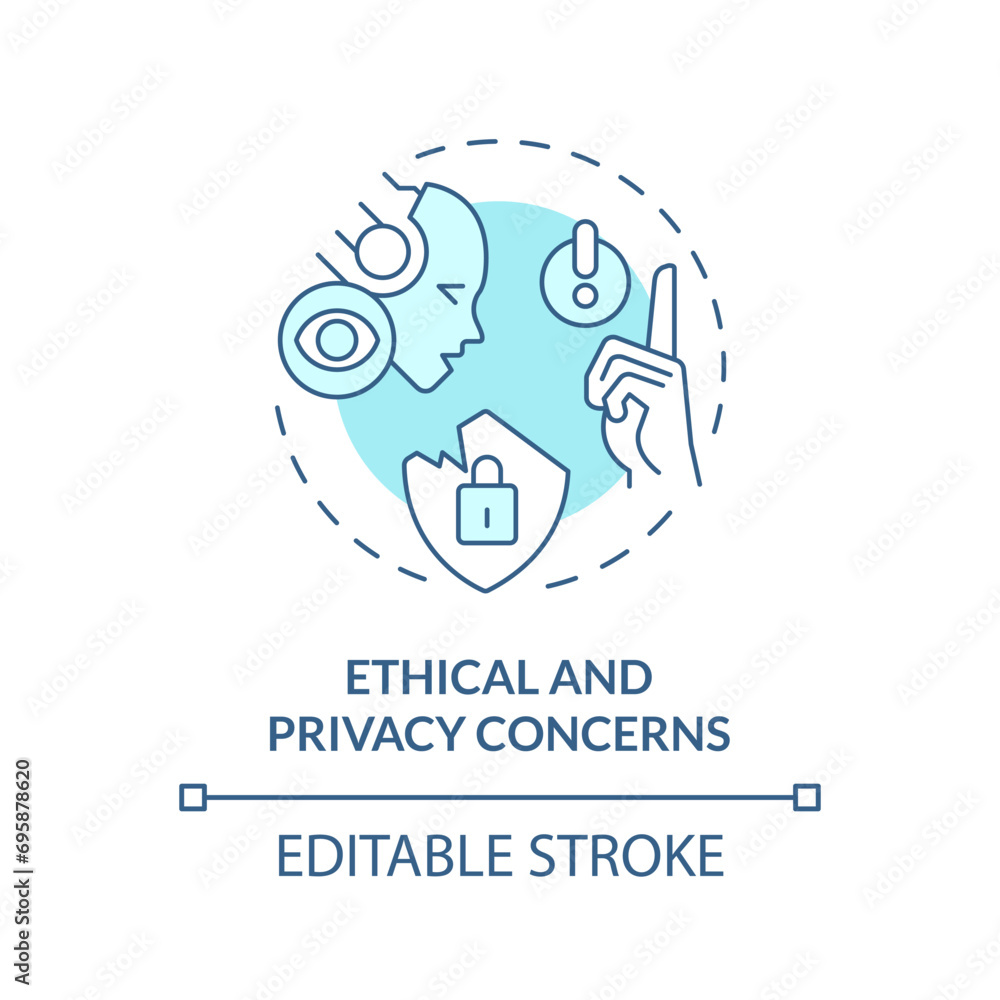 Poster 2d editable blue ethical and privacy concerns icon, monochromatic isolated vector, thin line illustr