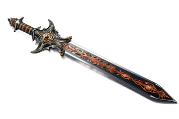 Fotobehang steel ornate sword isolated on a Transparent background. Generative AI © STF Design 