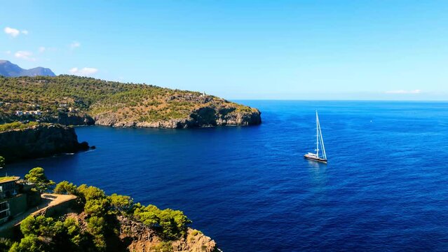 Port de Soller with sailing ship